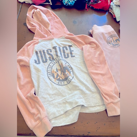 Justice Other - Justice size 10 Paris pink velour hoodie and pants set